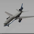 White Airplane Model With Blue Tail Two Engines Wings And Windows 3d model