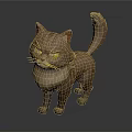 Cartoon Brown Cat With Yellow Eyes Fluffy Fur And Angry Expression