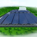 Parking Lot With Solar Panels Covered Roof And Green Surrounding Landscaping
