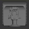 Military Weapon 3D Rendering With Long Barrel Square Mount Wheeled Base And Mechanical Structure