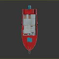 Red Water Transport Boat Featuring Open Cockpit Wooden Seats And Modern Design