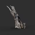 Artistic Plant Drawing Featuring Weathered Dead Wood Branch Against Black Background