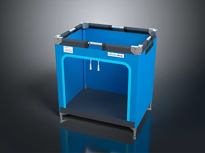 Blue Portable Storage Cabinet With Shelves And Wheels For Home Organization 3d model