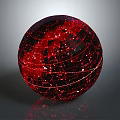 Abstract Red Sphere With Grid Lines Glowing Dots And Reflection In Digital Artwork 3d model