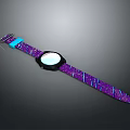 Modern Watch With Purple Strap Blue Lines And Round Dial Design
