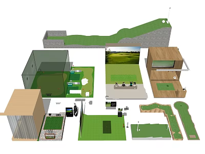 Mini Golf Sports Equipment Featuring Artificial Grass Putting Green And Course Models 3d model