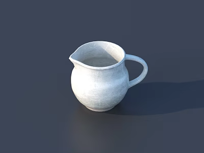 White Textured Ceramic Pitcher Daily Electrical Appliance For Home Use 3d model