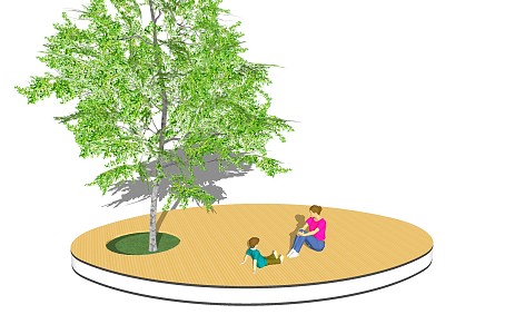 Modern Tree Club Building Landscape Entrance Green Plant Plate 3d model