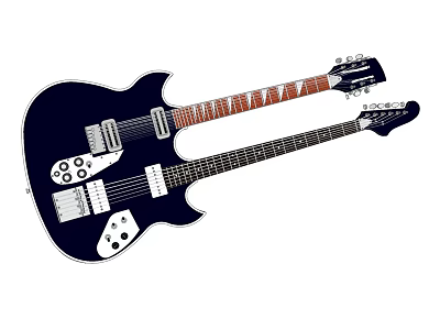 Two Black Electric Guitars With White Accents And Red Fretboards Musical Instruments 3d model