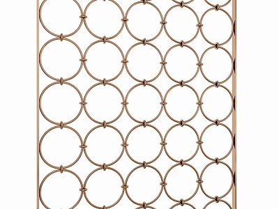 Stylish Metal Room Divider With Circular Grid Design And Interwoven Rings 3d model