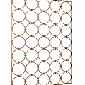 Stylish Metal Room Divider With Circular Grid Design And Interwoven Rings