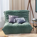 Comfortable Green and Yellow Bean Bag Sofas with Cushions in Modern Living Room Interior