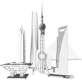 Modern Architecture Shanghai Characteristic Architecture 3d model