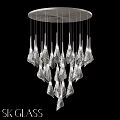 Stunning Modern Chandelier With Clear Crystal Petal Shaped Hanging Elements