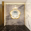 Luxurious Marble Background Wall With Flower Shaped Decor And Gold Frame 3d model
