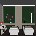 Serene SPA Sauna Interior With Massage Beds Comfortable Seats And Soft Ambient Lighting