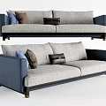 Modern Double Sofa Multi-Person Sofa Long Sofa Pillow Casual Sofa 3d model