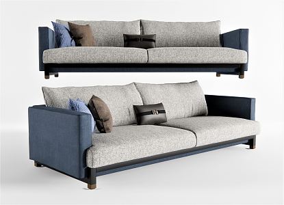 Modern Double Sofa Multi-Person Sofa Long Sofa Pillow Casual Sofa 3d model