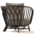 Stylish Outdoor Chair With Black Wicker Frame Gray Cushion And Geometric Pattern Pillow
