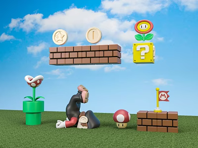 Modern Cartoon Scene Mario Cartoon 3d model