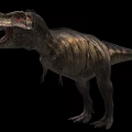 Tyrannosaurus Rex Reptile With Open Mouth Sharp Teeth And Striped Skin