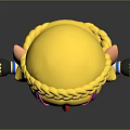 Cute Fantasy Cartoon Character With Yellow Hair Horns And Blue White Top Orange Belt Outfit