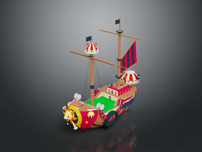 Playful Colorful Toy Pirate Ship With Decorative Sails And Skull Design 3d model