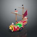 Playful Colorful Toy Pirate Ship With Decorative Sails And Skull Design