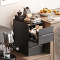 Contemporary Cafe Interior With Coffee Machine Open Drawer And Fresh Lemons On Countertop
