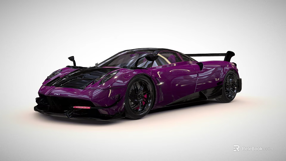Purple High Performance Super Sports Car With Sleek Aerodynamic Body And Black Wheels 3d model 