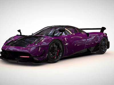 Purple High Performance Super Sports Car With Sleek Aerodynamic Body And Black Wheels 3d model