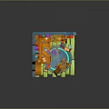Fairy Tale Style Fantasy Workshop Room With Bookshelf Desk Giant Gear Clocks And Colorful Items