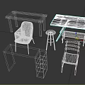 Rustic Table And Chair Set With Wooden Desks Black Chairs White Stool And Bench
