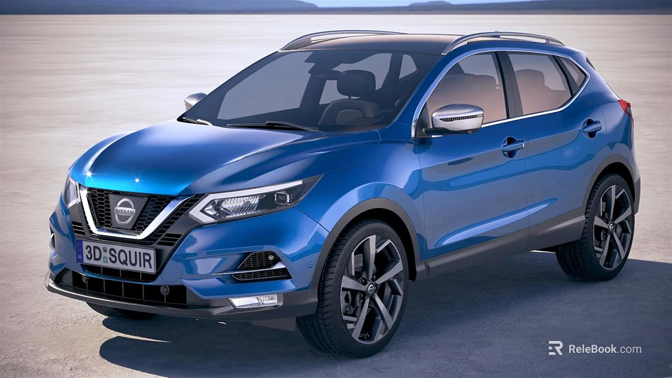 Blue Nissan SUV Car With Modern Front Design And Sleek Alloy Wheels In Open Scene 3d model 