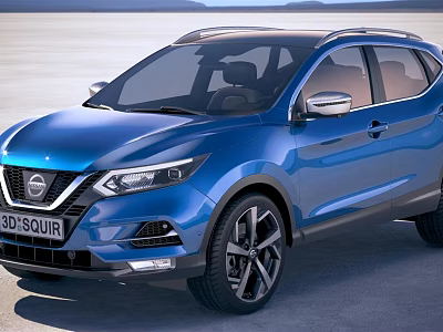 Blue Nissan SUV Car With Modern Front Design And Sleek Alloy Wheels In Open Scene 3d model