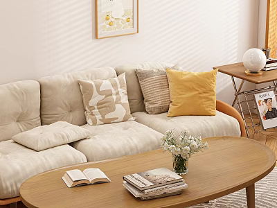 Nordic living room sofa coffee table cabinet 3d model