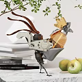 Unique Rooster Shaped Decorative Ornament Set With Mixed Materials For Home Decor
