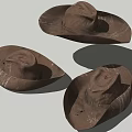 Worn Brown Cowboy Hat with Blood Stains Scratches and Vintage Look