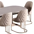 Elegant Modern Dining Table Set With Gray Upholstered Chairs And Metal Legs