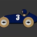 Electric Toy Blue Race Car with Number 3 and Yellow Wheels for Kids