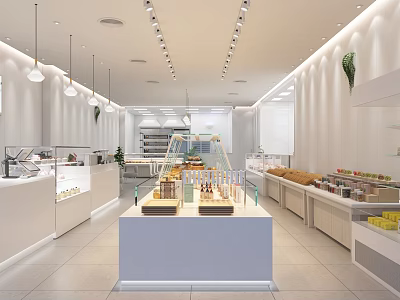 Modern Dessert Shop Interior With Glass Display Cases Fresh Pastries And Bright Lighting 3d model