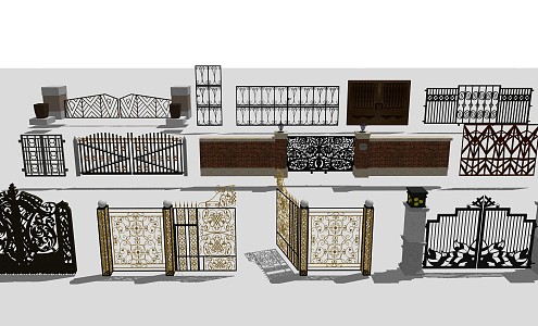 European-style iron gate 3d model