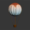 Red And White Hot Air Balloon With Brown Basket And Ropes