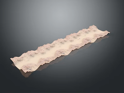 Detailed Elongated Topographic Terrain Model With Rolling Hills And Mountain Ranges 3d model