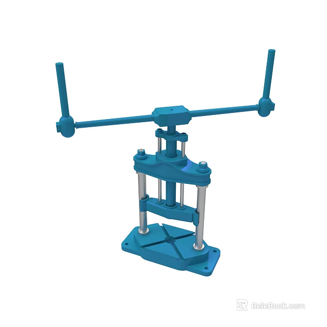 Blue Mechanical Equipment With Base Structure Support Columns And Crossbar Handles 3d model 