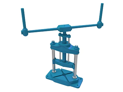 Blue Mechanical Equipment With Base Structure Support Columns And Crossbar Handles 3d model