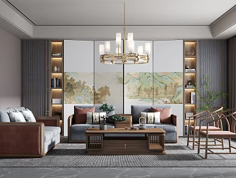 New Chinese Living Room 3d model