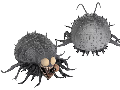 Giant Spiky Mythical Creatures With Multiple Legs Glowing Eyes And Sharp Spines 3d model