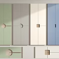 Modern Multi Colored Cabinet Doors And Drawers With Diverse Handle Designs