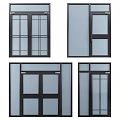 Stylish Modern Glass Panel Doors With Black Frames And Different Designs 3d model